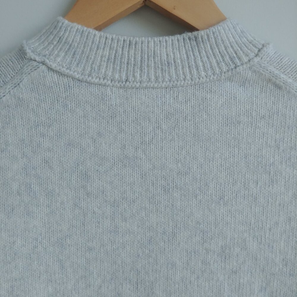 Upcycled one of a kind 100% hand embroidered grey purple cotton sweater Small - Picture 6 of 15